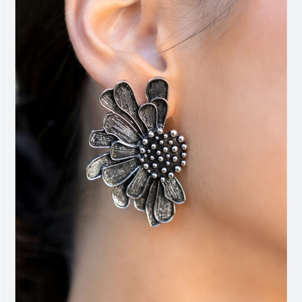 Paparazzi ~ Farmstead Meadow Silver Post Earrings ~ 💎Life of the Party 2022💎